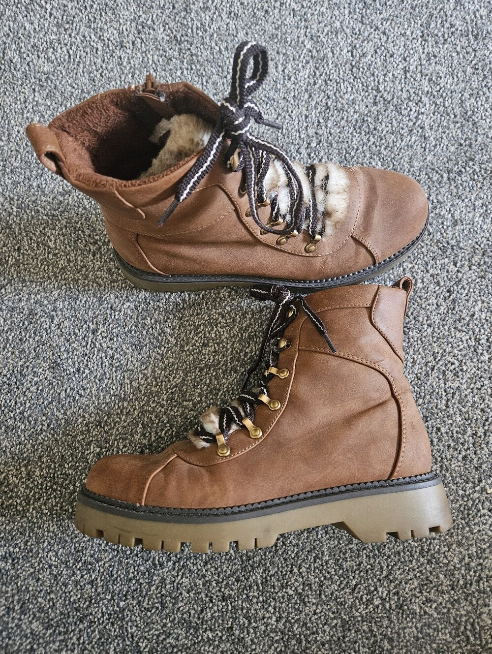 Style & Co Brown Lace-Up Ankle Combat Boots 7.5